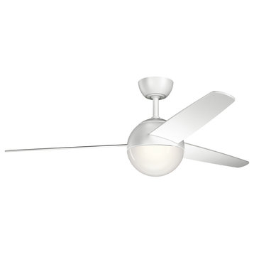 56" Bisc Fan LED, Matte White/Matte White and Silver Blades