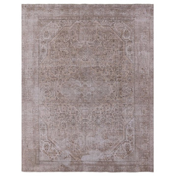 10'x12' Hand Knotted Wool Persian Vintage White Wash Rug, Q1965