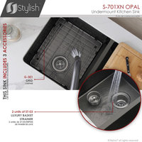 STYLISH 32in Graphite Black Double Bowl Undermount Stainless Steel Kitchen Sink