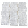 White Carrara Marble Versailles French Paragon Mosaic Tile Polished, 1 sheet