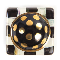 Courtly Check Square Knob | MacKenzie-Childs - Cabinet And Drawer Knobs