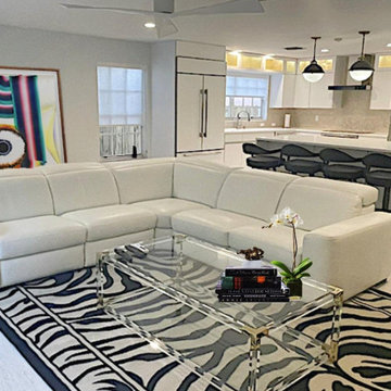 Coconut Grove Family Room Design with Custom Media Wall