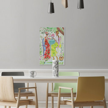 "Hello April" Floater Framed Painting Print on Canvas