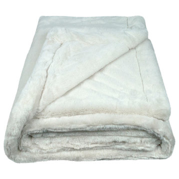 Sherry Kline Fairfax Faux Fur 50x60 Throw Blanket, Ivory
