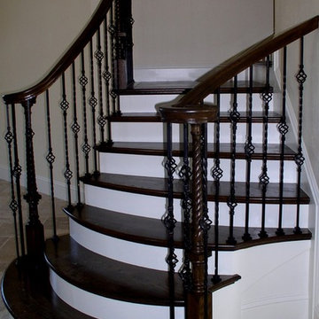 Twisted Iron Baskets & Wood Newels, Double Flared Bottom - Quail West