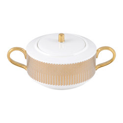 The New English - The New English Benday Gold Sugar Bowl - Sugar Bowls And Creamers