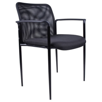 Boss Office Products Stacking Guest Arm Stacking Guest Chair in Black