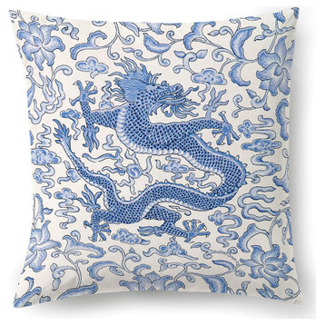 Chi'En Dragon Pillow, Hyacinth Blue, 22" X 22"