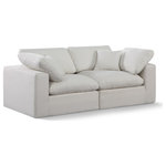 Meridian Furniture - Comfy Upholstered Modular Sofa, Cream, 2-Piece: 2 Corner Chair, Linen Textured Fabric - Give your space a whole new look with this cream Comfy linen textured fabric sofa. This handsome sofa fits nicely with other items in the Comfy collection and is a versatile seating option designed for adaptability, comfort and style. Wrapped in rich cream durable linen textured fabric upholstery, this sofa offers a plush embrace of overstuffed down feather cushions, carefully crafted to deliver the highest level of comfort. The perfect seat for creating an oasis for relaxation, this sofa has thick foam surrounding its frame for added support and coziness.