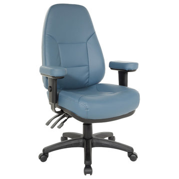 Professional Ergonomic High Back Chair With Adjustable Arms, Dillon Blue