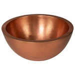 AmbienteHomeDecor - 17" Round Vessel Double Wall Hammered Copper Bathroom Sink, 18 Gauge - Our beautiful 17x8" Round Double Wall Hammered Copper Bathroom Sink makes the perfect addition to your bathroom decor! This sink is beautifully handcrafted by Mexican artisans from 18 gauge certified pure copper (99% copper, 1% zinc, lead free). It features a 1" flat lip and a 1.5" drain opening (drain not included). It installs easily as a vessel. Additionally, copper is naturally more antibacterial and antimicrobial than other metals. We are confident this sink will add tremendous style and value to your home decor!
