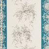 French Angel Toile Fabric Teal Blue Stripe, Standard Cut