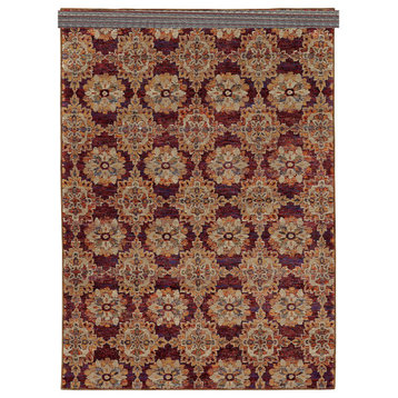 Adeline Floral Panel Traditional Area Rug, Red, 8'6"x11'7"