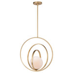 Maxim Lighting - Coronet 1-Light Pendant, Satin Brass, 21" - Adjustable rings available in Polished Chrome or Satin Brass add dimension to this contemporary pendant design. Opal white glass softly diffuses light to complete the look.