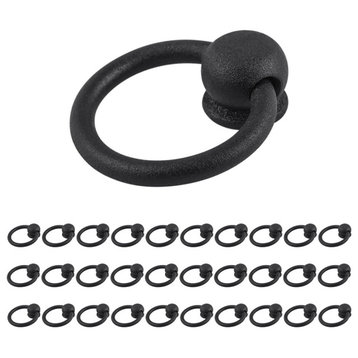 Cabinet Ring Pulls Mission Black Wrought Iron 2" Antique Drop Style Pack of 30