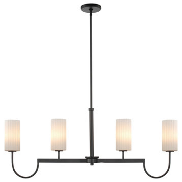 Town and Country Four Light Linear Chandelier in Black