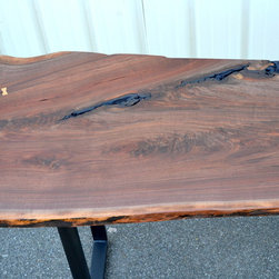 Live Edge Walnut Standing Desk with Modern Base - Desks And Hutches