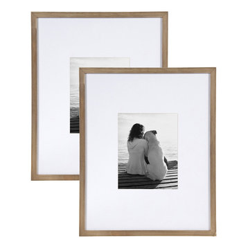 Gallery Wood Picture Frame Set, Rustic Brown 16x20 matted to 8x10