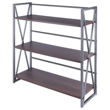 Winsome Isa 3-Tier Contemporary Wood Shelf in Graphite and Walnut