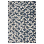 Jaipur Living - Jaipur Living Caelum Indoor/Outdoor Trellis Navy/Cream Area Rug (4'X5'7") - The Fresno collection lends a relaxed, casual feel to outdoor spaces and high-traffic indoor areas. The navy and cream-colored Caelum area rug features an asymmetrical trellis motif that creates a global look and unique texture. Made of durable polypropylene and polyester, this flatweave rug offers versatility and an easy-care foundation to any space.