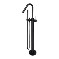 MATTE BLACK ROUND FREESTANDING BATH SPOUT AND HAND SHOWER by Meir SKU: MB09 - Bathtub Taps