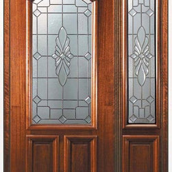 Prehung Sidelite Door 80 Wood Mahogany Versailles Arch Lite Glass - Front Doors