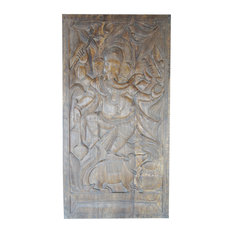 Mogulinterior - Consigned Antique Wall Sculpture Ganesha Barn Door Muladhara Chakra Panel - Wall Accents