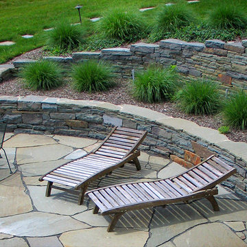 Irregular Bluestone Patio and Retaining Wall