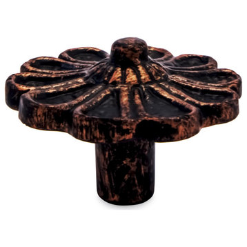 Mascot Hardware Cosmo Flower 1-5/6", 47mm, Distressed Copper Patina Cabinet Knob