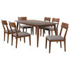 Mid Century 7 Piece Rectangular Dining Table Set|Padded Performance Fabric Seats