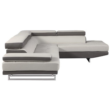 Brooklyn Right Arm Facing Leather Air Sectional, Two Tone