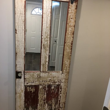 Reclaimed door repurposed for sliding barn door