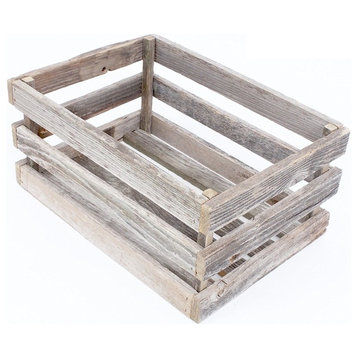 BarnwoodUSA Rustic Wood Crate - 100% Upcycled Reclaimed Wood