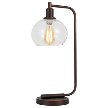 Woodbridge Lighting Austin 1-Light Glass Table Lamp in Bronze/Clear Seedy