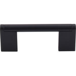 Top Knobs - Princetonian Bar Pull 3" (c-c) - Flat Black - Length - 3 3/4", Width - 3/8", Projection - 1 1/2", Center to Center - 3", Base Diameter - W 3/8" x L 7/8"