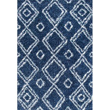 Nuloom Beyazit Machine-Made Shag Rug, Blue 4'x6'