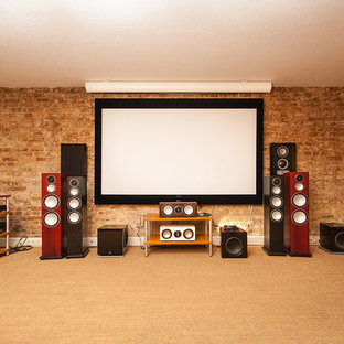 Inspiration for a contemporary home theater remodel in Berlin