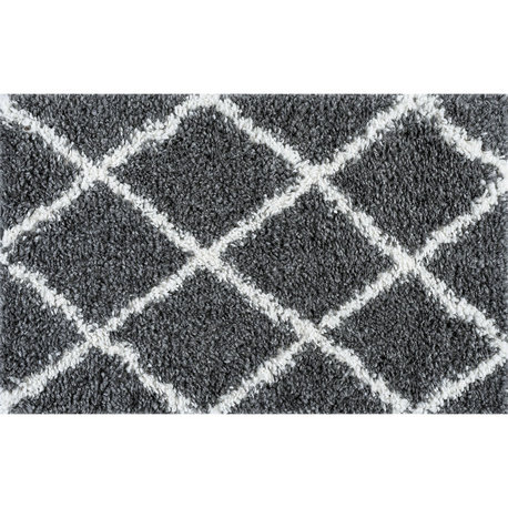 Derry Transitional Diamond Gray Scatter Mat Rug, 2'x3'