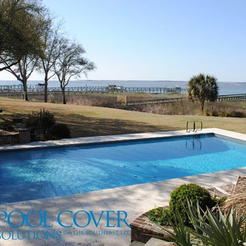 Coral Travertine, Undertrack, Automatic Pool Cover