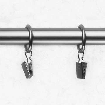 Essential Satin Nickel Clip Rings (100% Steel) - Drapery Hardware & Accessories