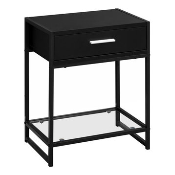Accent Table - 22"H / Black / Black Metal/ Tempered Glass