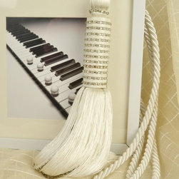 2 Colors QYM03 Faux Silk Curtain Tassel Tie Backs in White Color - Window Treatment Accessories