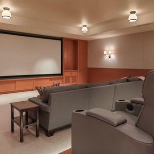 Trendy home theater photo in Burlington