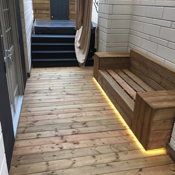 benches with LED Lighting / Storage Shed -Background