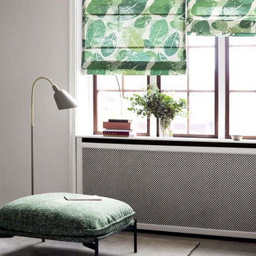 Green Leaves Quick Fix Washable Flat Fold Roman Shades, Window Blinds