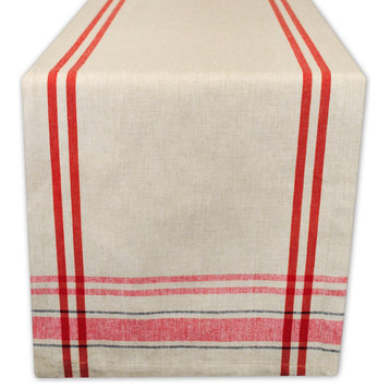 DII French Stripe Red Table Runner 14"x108"