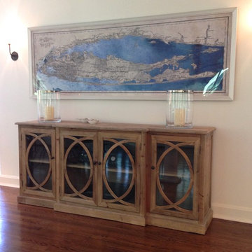 Water Mill media console and hand-colored map
