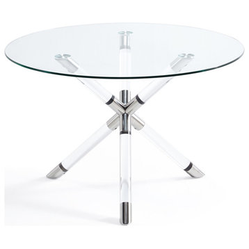Stormy Round Silver Acrylic Dining Table