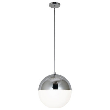 Dayana 3-Light Halogen Pendant With White Glass, Polished Chrome
