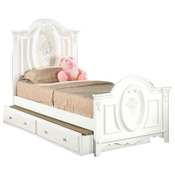 ACME Flora Twin Bed, White Finish